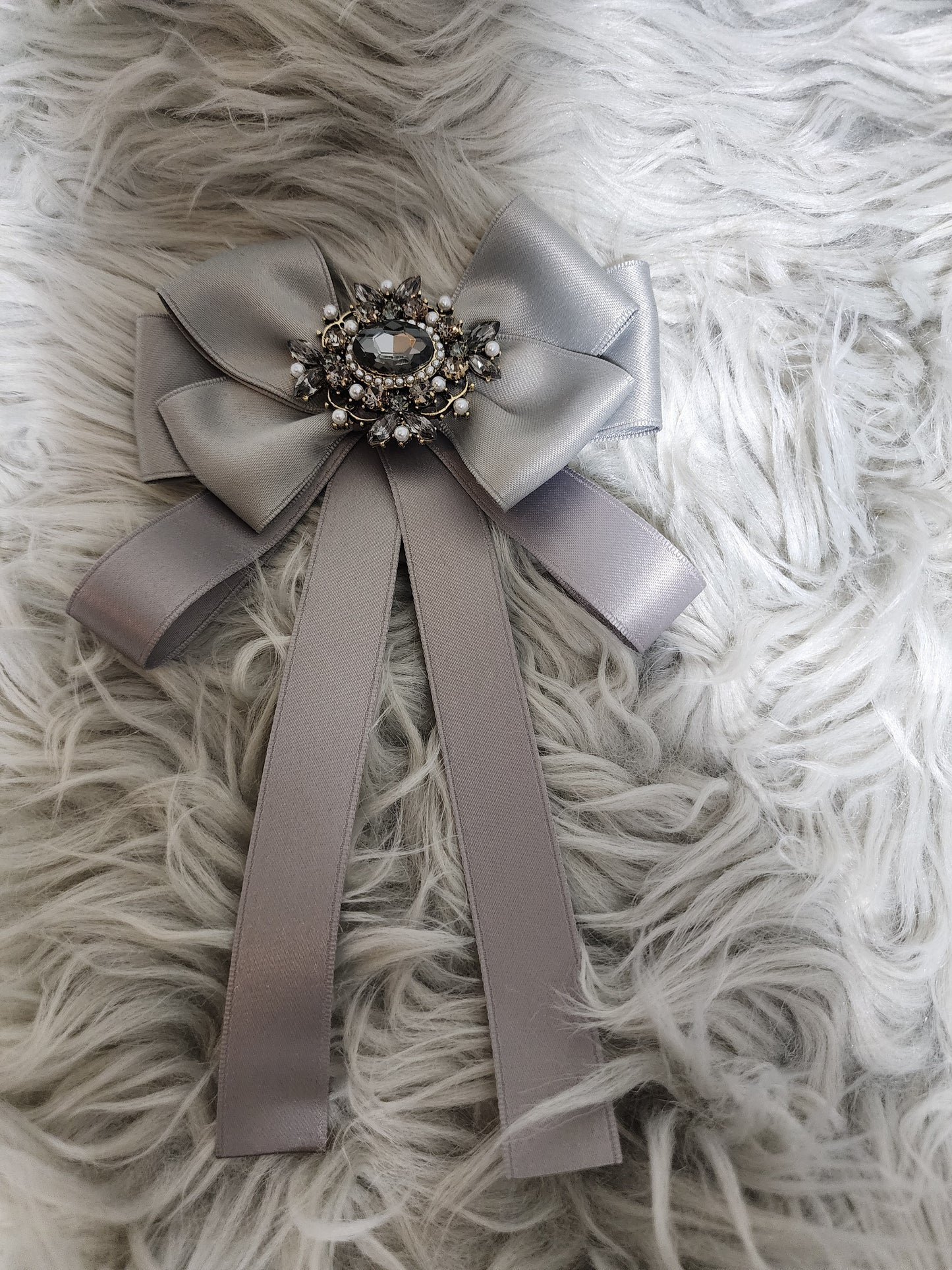 Grey Silk Brooch