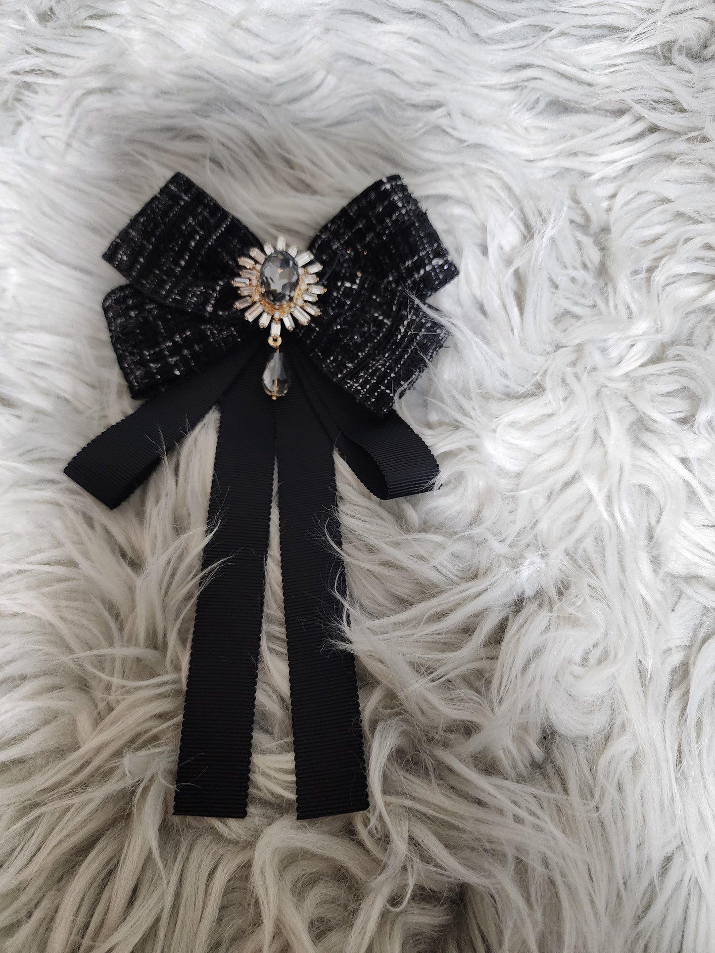 Black & White Fabric Brooch